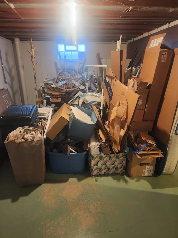 Roll-off dumpster container at job site for 2 Yard Dumpster Rental in Scotch Plains